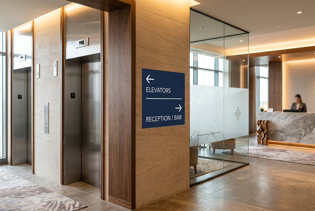 Printable Vinyl for Hotel and Hospitality Signage: Lobby, Elevator, and Guest Direction Graphics
