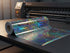 Rainbow holographic printable vinyl sheet on worktable