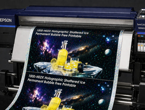 Holographic shattered ice printable vinyl application detail