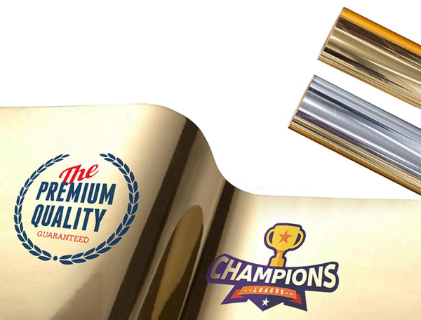 Mirror-like gold chrome permanent w/bubble free solvent-printable 30in x 100ft