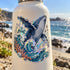 AI application concept — Rainbow holographic printable vinyl: Whale and ocean holographic decal on a reusable bottle