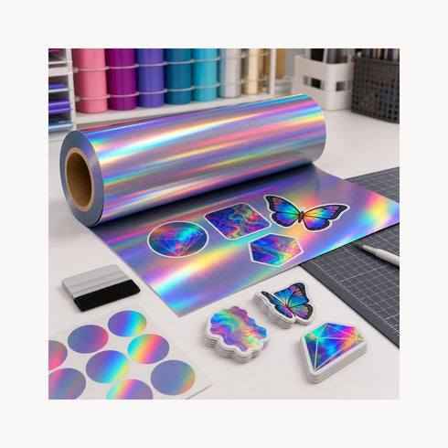 Rainbow Holographic Printable Vinyl Roll for Stickers & Labels - 20in x 100ft