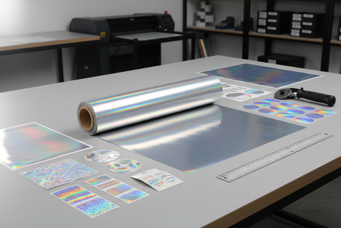 Rainbow Holographic Printable Vinyl Roll for Stickers & Retail Graphics - 30in x 100ft