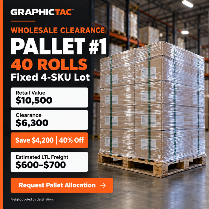 Wholesale Clearance Pallet #1 — 40 Rolls of 54" Holographic & 6mil White Printable Vinyl