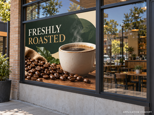 AI-generated application concept: opaque white vinyl window graphics